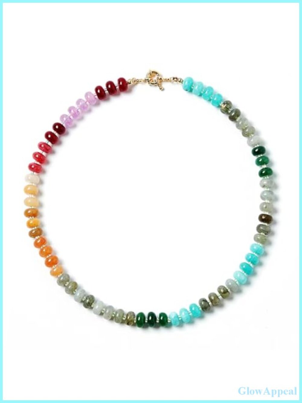 Natural Stone Beaded Choker Necklace Handmade Boho 17 in